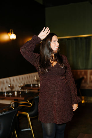 NAHÉMA long-sleeved dress - shiny plum