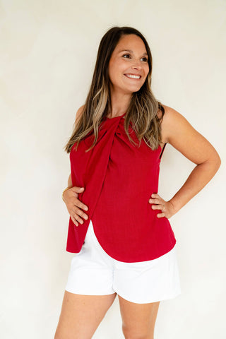 LDP - Linen crossover top - chili