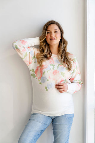 Wool sweater - peach floral