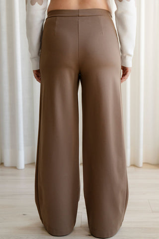 Wide-leg pants - mocha moss