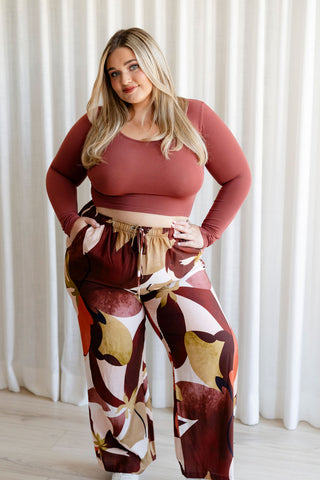 Printed flowing pants - burgundy pattern