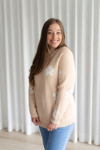 Floral wool sweater - beige