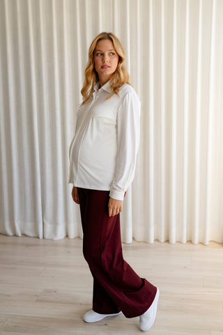 Wide-leg pants - burgundy