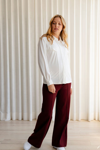 Wide-leg pants - burgundy