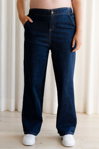 Jeans - relaxed fit (elastic waist) - indigo