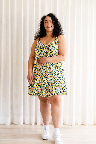 VIRGINIA dress - with yellow & navy flowers