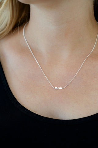 MOM - Recycled pendant necklace - silver plated