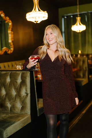 NAHÉMA long-sleeved dress - shiny plum