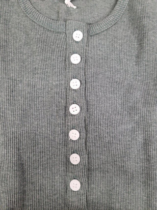 LÉGERS DÉFAUTS - TALIA button-up T-shirt - turquoise green mix