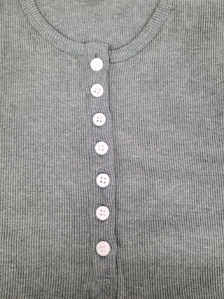 LÉGERS DÉFAUTS - TALIA button-up T-shirt - turquoise green mix