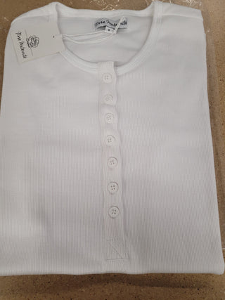 LÉGERS DÉFAUTS - TALIA Button T-shirt - white