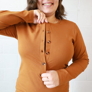 LUCIA dress with buttons - gingerbread