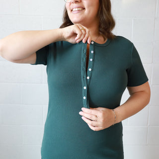 TALIA t-shirt with buttons - emerald