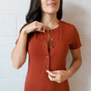 INTRIGUE dress with buttons - rust
