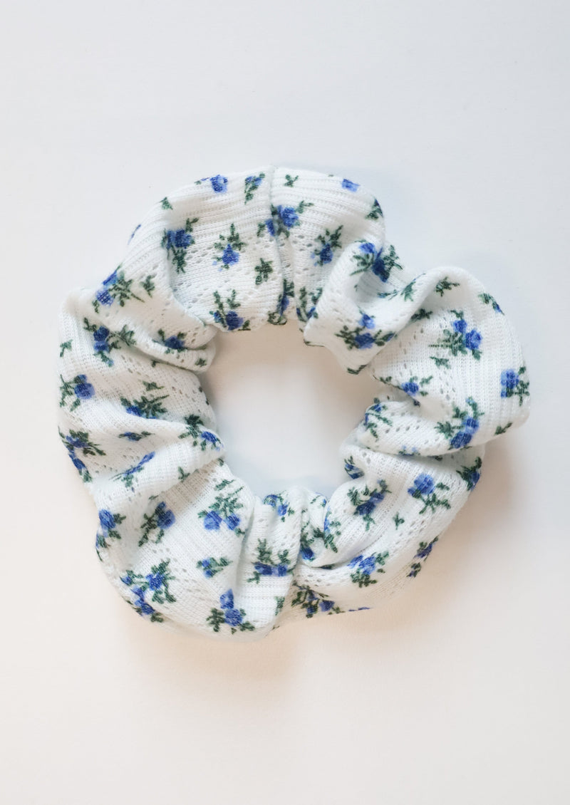 Chouchou pointelle - blue flowered