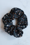 Autumn flower scrunchie - black