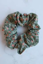 Autumn flower scrunchie - sage green