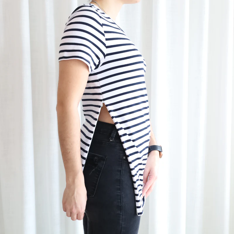 Zippered T-shirt - mini stripes