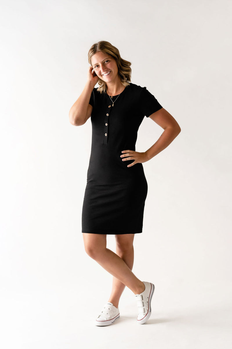 INTRIGUE dress with buttons - black                                