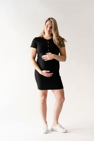 INTRIGUE dress with buttons - black                                