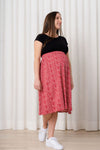 Floral skirt with elastic waist - red