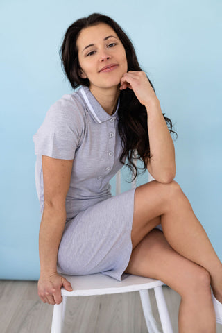 INTRIGUE POLO dress - light grey