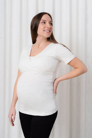 wrap-around T-shirt - beige mottled