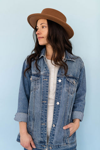 Flat felt hat - caramel