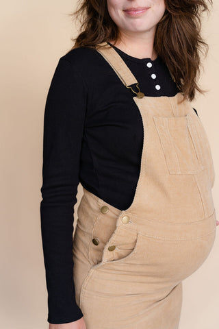 Corduroy dungarees dress - beige