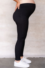Denim effect maternity leggings - black