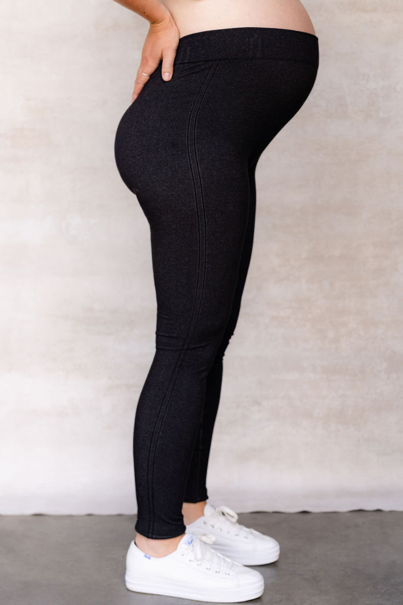 Denim effect maternity leggings - black - ROSE MATERNITÉ