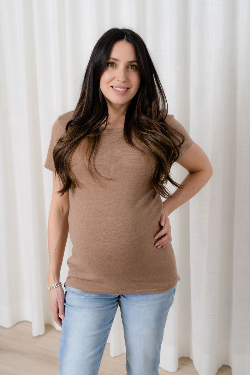 T-shirt with zipper - taupe
