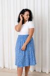 Floral skirt with elastic waist - blue