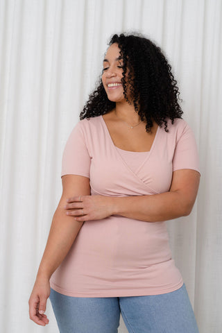 Pale pink wrap-around t-shirt