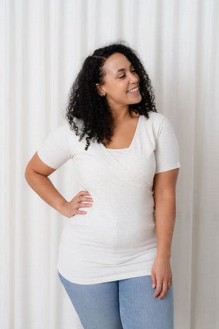 wrap-around T-shirt - beige mottled