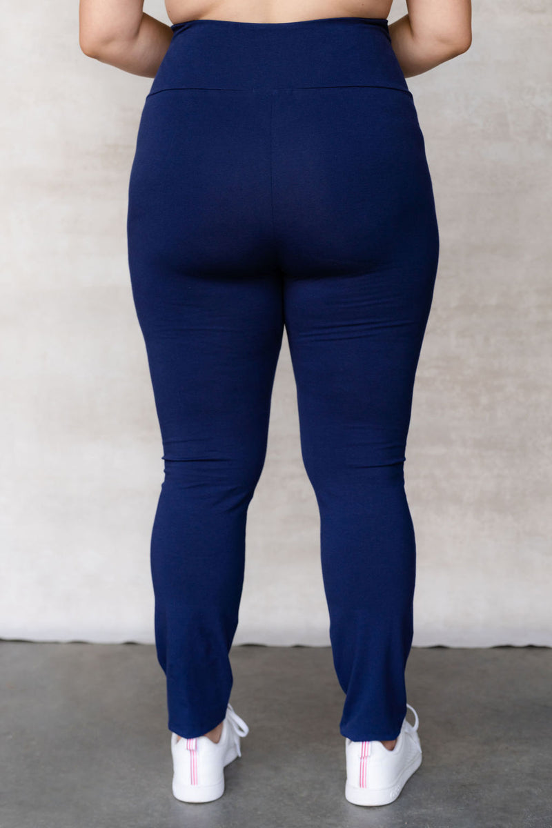 Cotton maternity leggings - cobalt blue