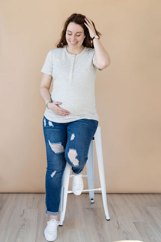 7/8 jeans with holes - dark blue