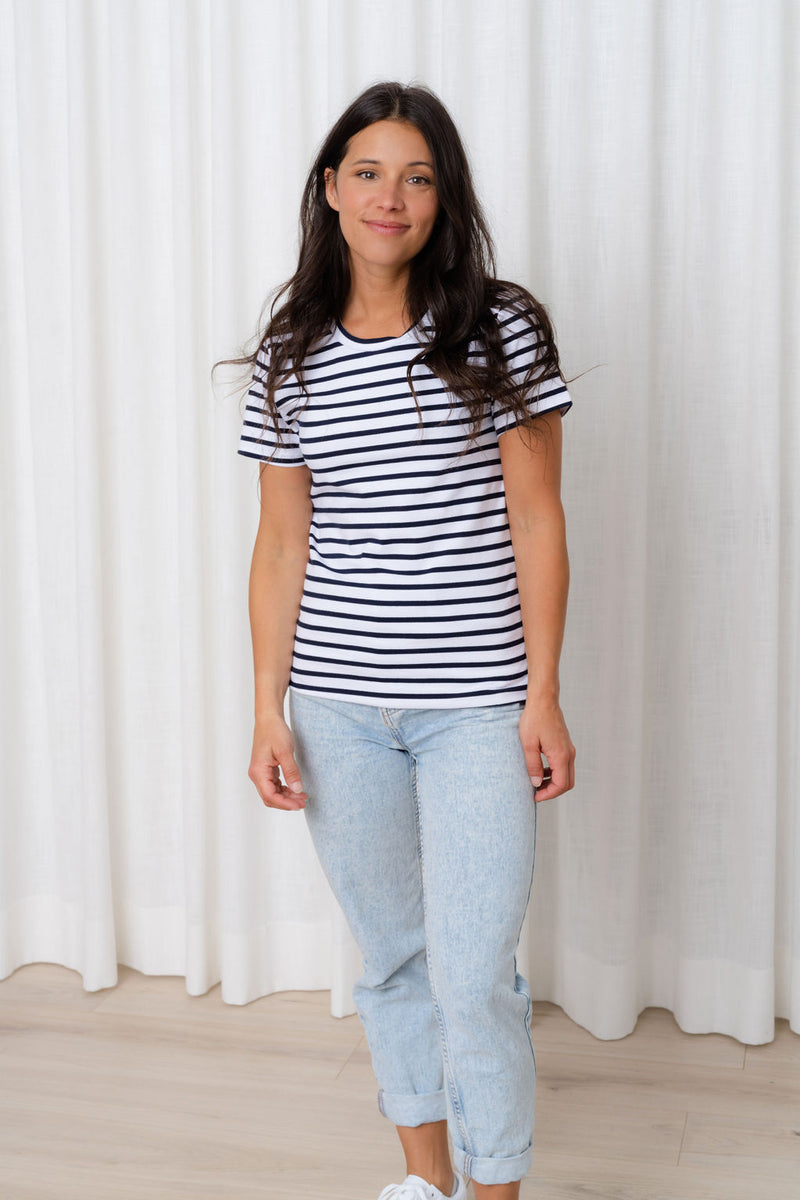 Zippered T-shirt - mini stripes