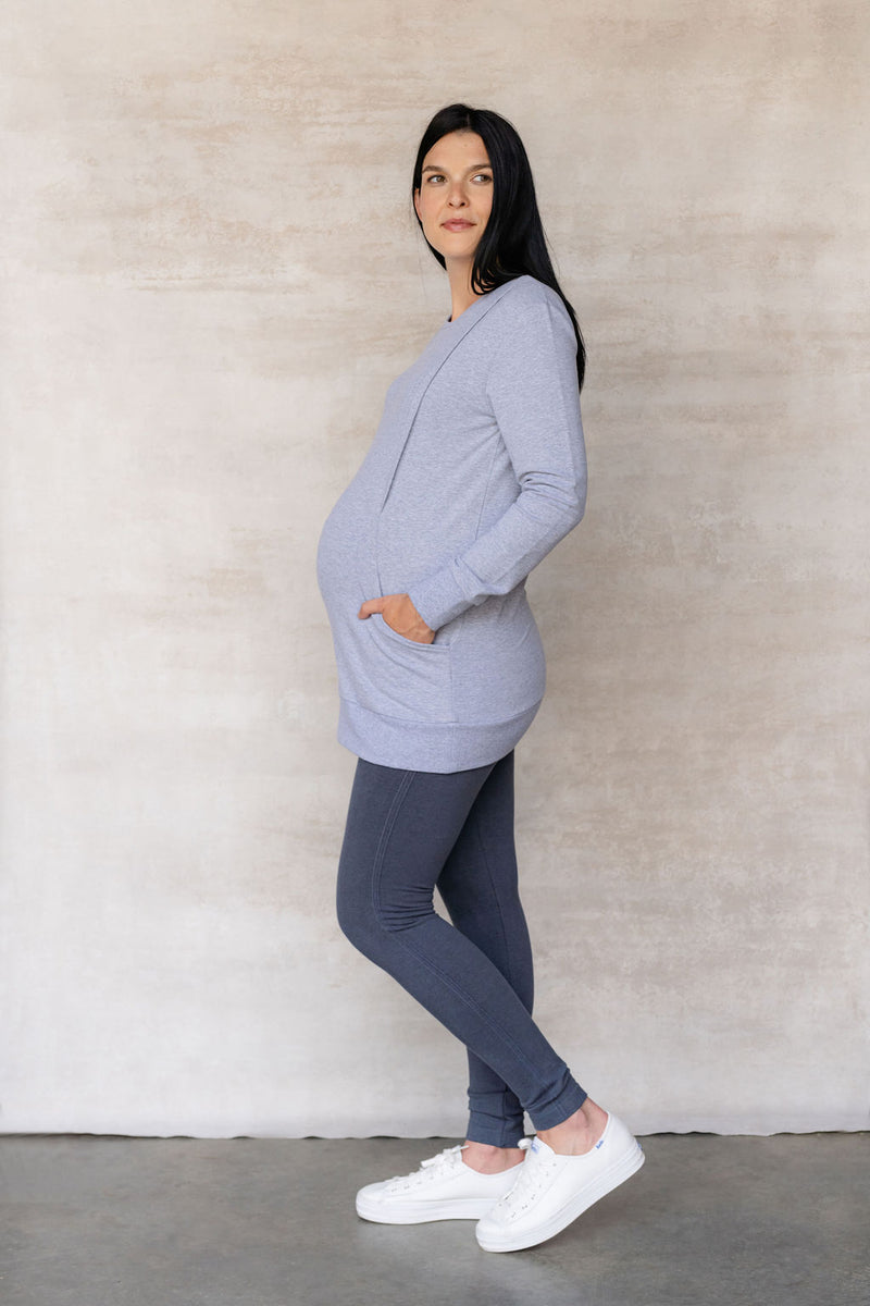 Denim effect maternity leggings - blue-grey