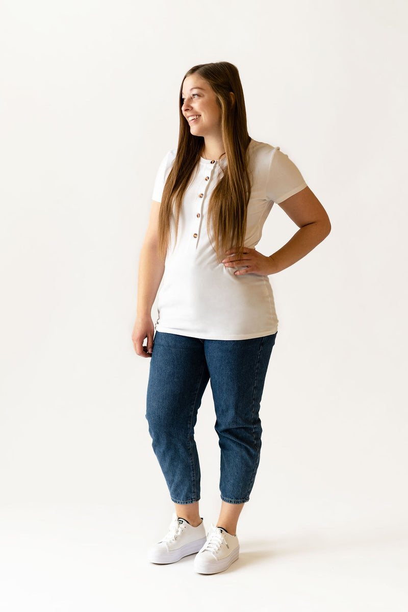 INTRIGUE t-shirt with buttons - white