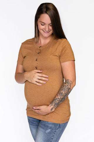 INTRIGUE button-down T-shirt - caramel mix