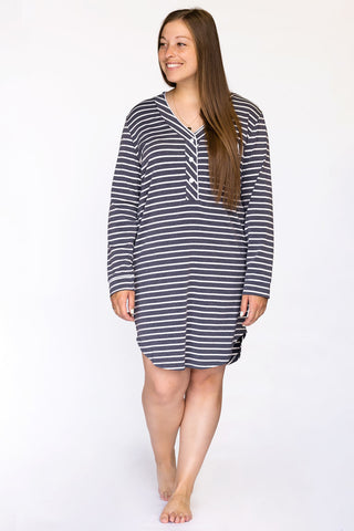 Nightdress - grey and white stripes