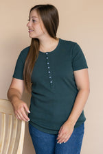 TALIA t-shirt with buttons - emerald
