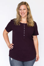 TALIA t-shirt with buttons - burgundy