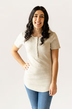 TALIA t-shirt with buttons - beige