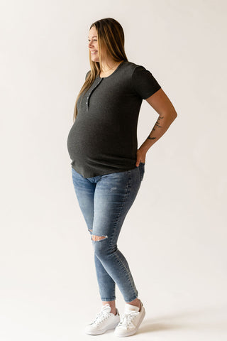 TALIA button-down T-shirt - dark grey