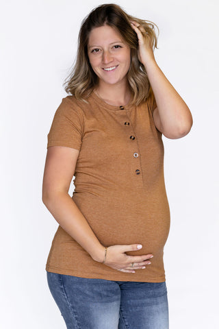 INTRIGUE button-down T-shirt - caramel mix