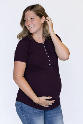 TALIA t-shirt with buttons - burgundy