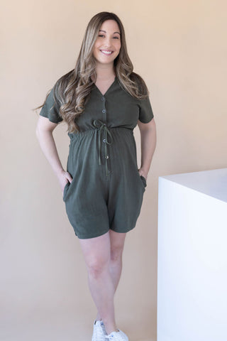 SLIGHT BADS - Linen ROMPER - khaki