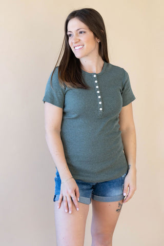 LÉGERS DÉFAUTS - TALIA button-up T-shirt - turquoise green mix